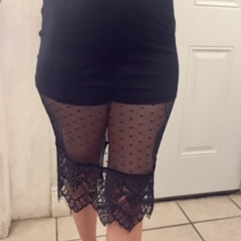 NWT Black lace skirt with shorts sheer polk…